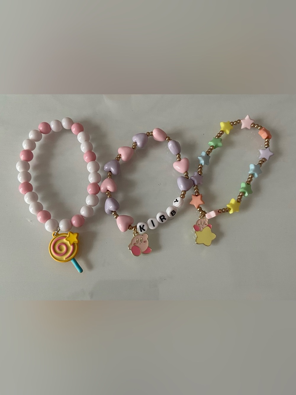 Kirby Nintendo Bracelets Set of 3 Hot Topic Cute Kawaii NWOT Lollipop Star